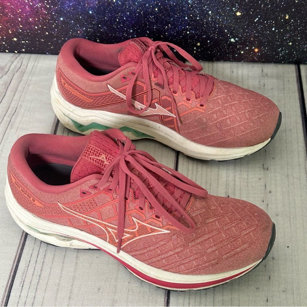 Mizuno Womens Wave Inspire 18 Running Shoes Rosette Snow White Women Sz 10 US
